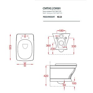 Унитаз подвесной Artceram CIVITAS CIV001 03 00 черный купить в интернет-магазине Sanbest