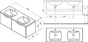 Тумба с раковиной Ravak CLASSIC II SD 130 белая/серая для ванной в интернет-магазине Sanbest