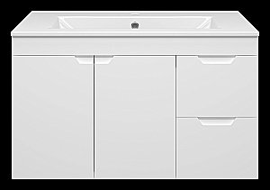 Тумба с раковиной Misty Оптима - 90 П-Опт-01090-011П3Я белая для ванной в интернет-магазине Sanbest