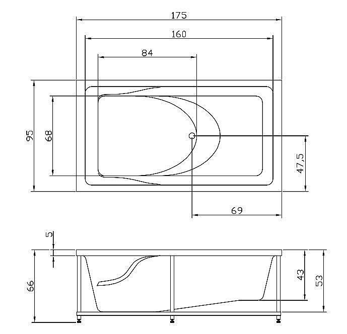 Гидромассажная ванна Aquatika Аксиома Basic 175x95 купить в интернет-магазине Sanbest