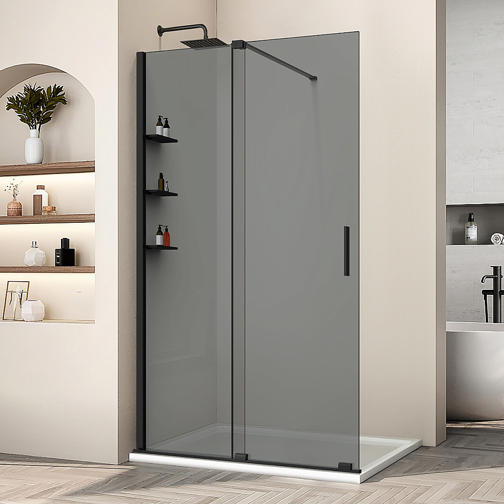 Душевая перегородка Vincea Walk-In VSW-1WSL120CGB 120 профиль черный матовый/стекло тонированное купить в интернет-магазине Sanbest