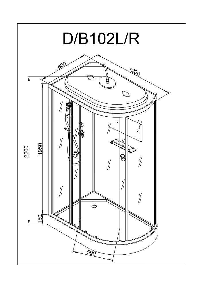 Душевая кабина DTO D102S 120х80 купить в интернет-магазине Sanbest