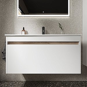 Тумба с раковиной Sancos Smart SM100W белый глянец для ванной в интернет-магазине Sanbest