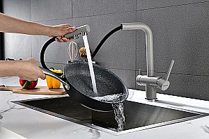 Смеситель для кухни Paulmark Serpentine Se213222-DG графит купить в интернет-магазине сантехники Sanbest