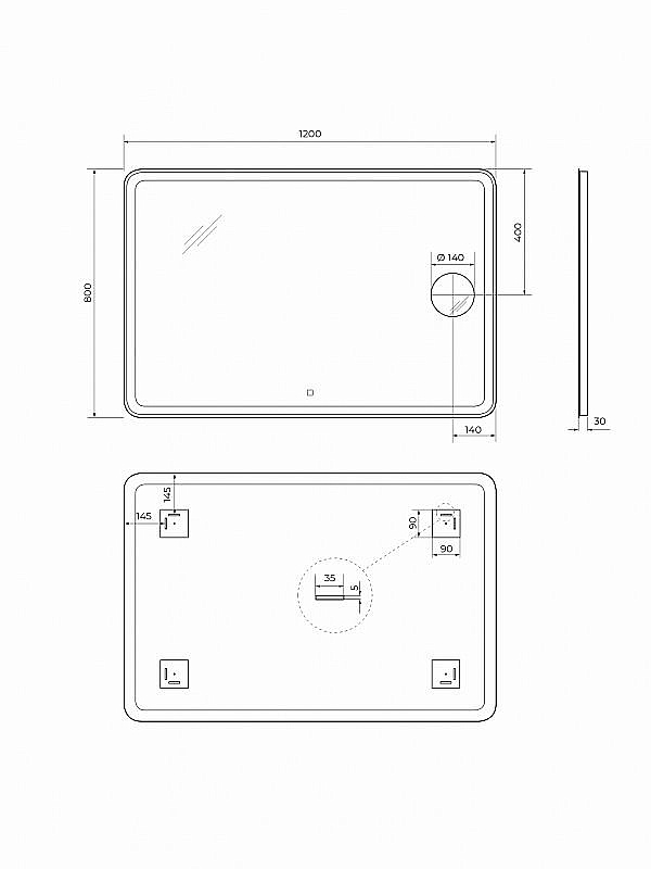 Зеркало BelBagno SPC-MAR-1200-800-LED-TCH-LNZ в ванную от интернет-магазине сантехники Sanbest