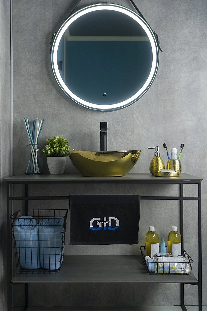 Раковина накладная Gid Esfera 41 Nc999 52229 белая, золото купить в интернет-магазине Sanbest