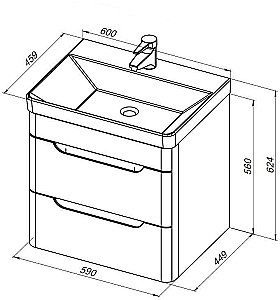 Тумба с раковиной Aquanet София 288905 60 белый глянец для ванной в интернет-магазине Sanbest