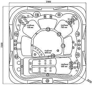 Минибассейн Радомир Март 1-30-0-0-9-360 230х230, с термочехлом и панелями цвет серый купить в интернет-магазине Sanbest