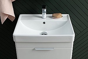 Тумба с раковиной Aquanet Ирис new 70 белый глянец для ванной в интернет-магазине Sanbest