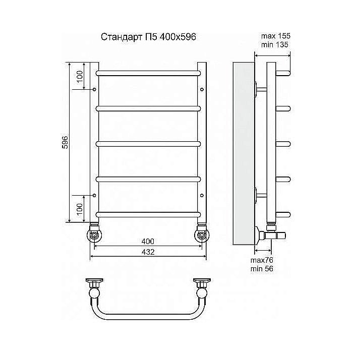 Полотенцесушитель водяной Terminus Стандарт П5 400x596 купить в интернет-магазине сантехники Sanbest