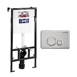 Инсталляция для унитаза Pestan Sava Fix Slim SET40006465 кнопка глянцевый хром/матовый хром купить в интернет-магазине сантехники Sanbest