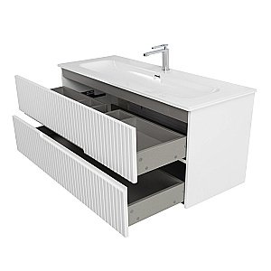 Тумба с раковиной Cezares DUET-N 120 DUET-N-1200-2C-SO-BO+CZR-8073-120 Bianco Opaco для ванной в интернет-магазине Sanbest