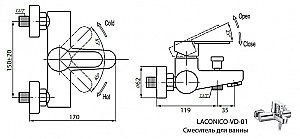 Смеситель для ванны Cezares LACONICO-VD-BLC хром/белый купить в интернет-магазине сантехники Sanbest
