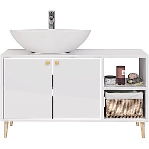 Тумба с раковиной Dreja LUNO 99.2003 100 белый глянец для ванной в интернет-магазине Sanbest