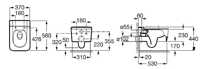 Унитаз подвесной Roca Inspira SQUARE 346537000 безободковый купить в интернет-магазине Sanbest