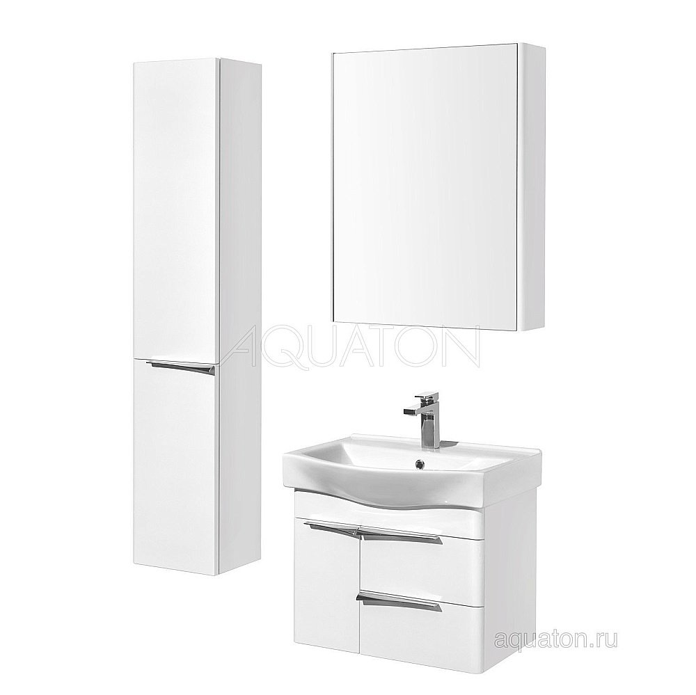 Тумба с раковиной Акватон Беверли 65 белая глянцевая для ванной в интернет-магазине Sanbest