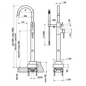 Смеситель для ванны PAINI Cox 78PJ136LM золото матовое купить в интернет-магазине сантехники Sanbest