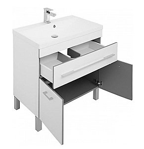 Тумба с раковиной Aquanet Верона 75/Aquanet Нота-75 напольная с ящиком и 2 дверками белая глянцевая для ванной в интернет-магазине Sanbest