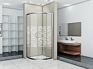 Душевой уголок Good Door INFINITY R-100-W-CH ИН00063 стекло прозрачное с рисунком/профиль хром купить в интернет-магазине Sanbest