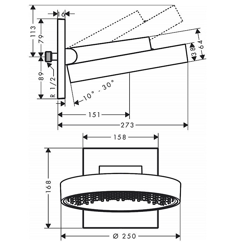 Верхний душ Hansgrohe Rainfinity 250 1jet Белый 26226700 купить в интернет-магазине сантехники Sanbest