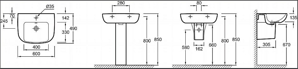 Раковина Jacob Delafon ODEON UP 60 E4736-00 белая купить в интернет-магазине Sanbest