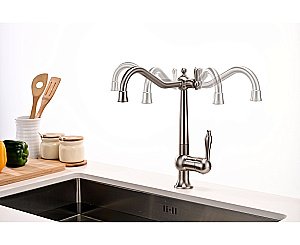 Смеситель для кухни Paulmark Retro Re213226-BS брашированная сталь купить в интернет-магазине сантехники Sanbest