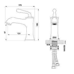 Смеситель для раковины WONZON & WOGHAND STEAM, Черный матовый (WW-88139008-MB) купить в интернет-магазине сантехники Sanbest