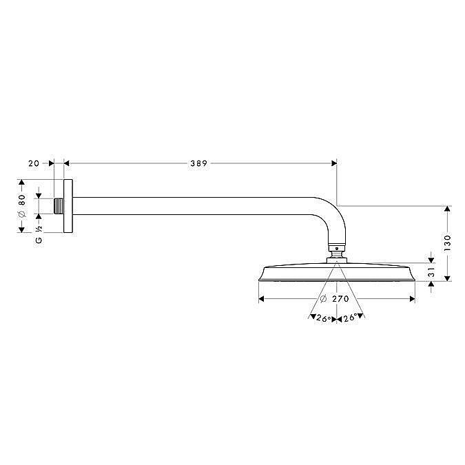 Верхний душ Hansgrohe Raindance Classic 27424000 хром купить в интернет-магазине сантехники Sanbest