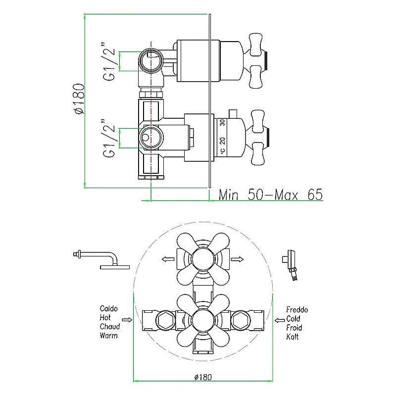 Смеситель для душа Webert Armony AM970902065 бронза купить в интернет-магазине сантехники Sanbest