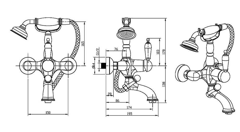 Смеситель для ванны Boheme Medici Ripresa 303 купить в интернет-магазине сантехники Sanbest