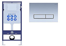 Инсталляция для унитаза Aquatek Standart INS-0000012 с кнопкой KDI-0000024 хром матовый купить в интернет-магазине сантехники Sanbest