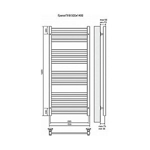 Полотенцесушитель электрический Terminus Грета П18 500x1400 левый/правый купить в интернет-магазине сантехники Sanbest