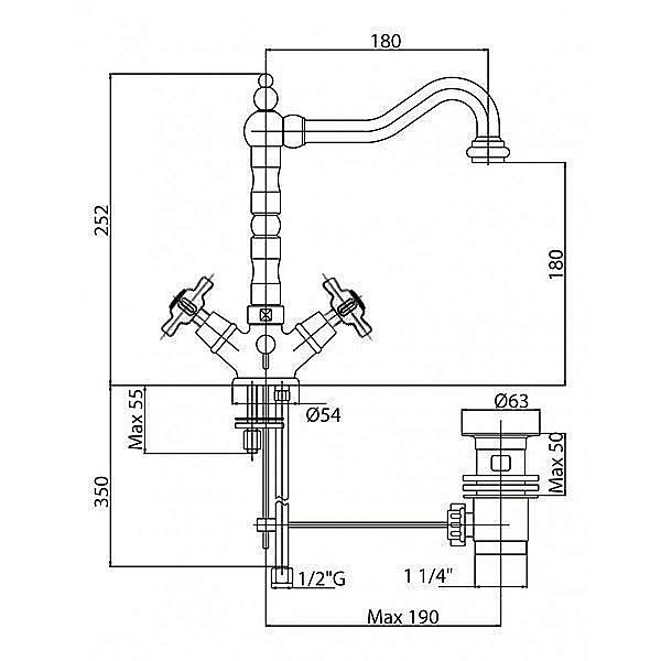 Смеситель для раковины Cezares LORD-LS2-02 бронза купить в интернет-магазине сантехники Sanbest