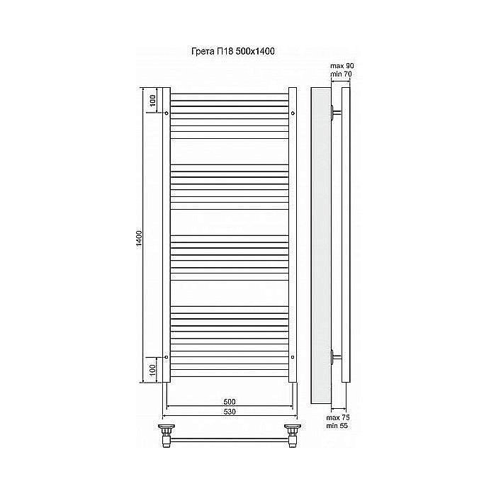 Полотенцесушитель электрический Terminus Грета П18 500x1400 левый/правый купить в интернет-магазине сантехники Sanbest