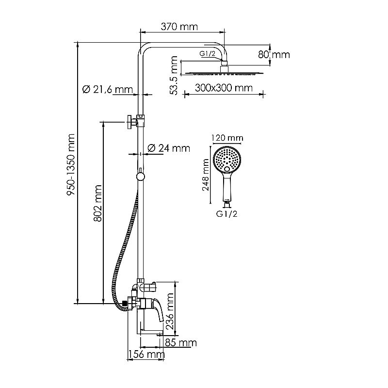 Душевая система WasserKraft Sauer 7100 SET2676 золото купить в интернет-магазине сантехники Sanbest