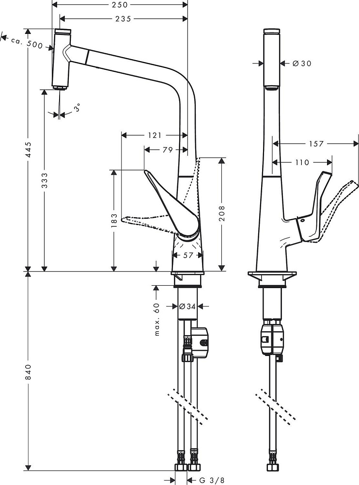 Смеситель для кухни Hansgrohe Metris Select 14884800 купить в интернет-магазине сантехники Sanbest