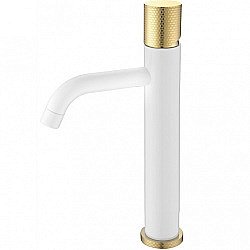 Смеситель для раковины Boheme Stick 122-WG.2 белый/ручка золото купить в интернет-магазине сантехники Sanbest