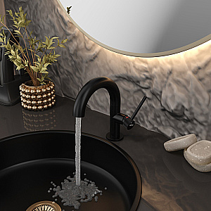 Смеситель для раковины Elghansa RADIANT XQ 1637181-Black черный матовый купить в интернет-магазине сантехники Sanbest