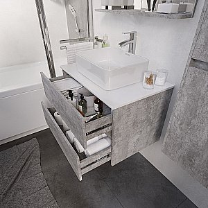 Тумба с раковиной подвесная Grossman ЭДВАНС 80 цемент светлый для ванной в интернет-магазине Sanbest