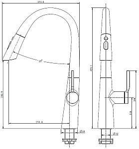 Смеситель для кухни Vincea VKF-176MB черный матовый купить в интернет-магазине сантехники Sanbest