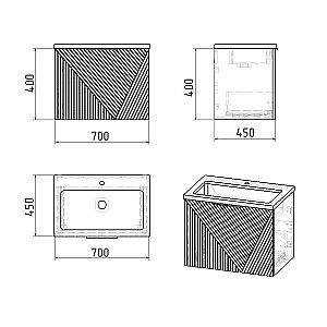 Тумба с раковиной подвесная Grossman БЛИСС 70 с 1 ящ, белая матовая для ванной в интернет-магазине Sanbest