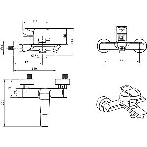 Смеситель для ванны Kaiser Glory 69122 купить в интернет-магазине сантехники Sanbest