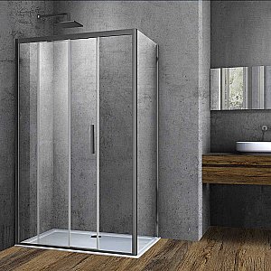 Душевой уголок Vincea Soft VSR-3SO8012CLGM 120x80 стекло прозрачное/профиль вороненая сталь купить в интернет-магазине Sanbest