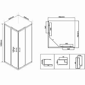 Душевой уголок Vincea City VSS-5CT800MT 80x80 стекло текстурное/профиль хром купить в интернет-магазине Sanbest