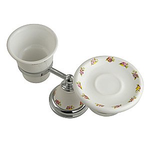 Держатель со стаканом и мыльницей Migliore Provance ML.PRO-60.510.CR керамика с декором/хром купить в интернет-магазине сантехники Sanbest