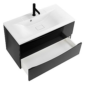 Тумба с раковиной Belbagno MARINO 100 подвесная Nero Lucido для ванной в интернет-магазине Sanbest