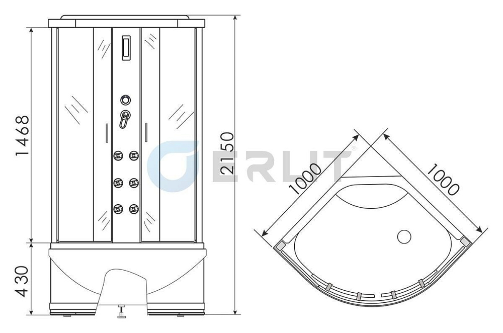 Душевая кабина Erlit Eclipse ER 5710TP-C24 100x100 купить в интернет-магазине Sanbest