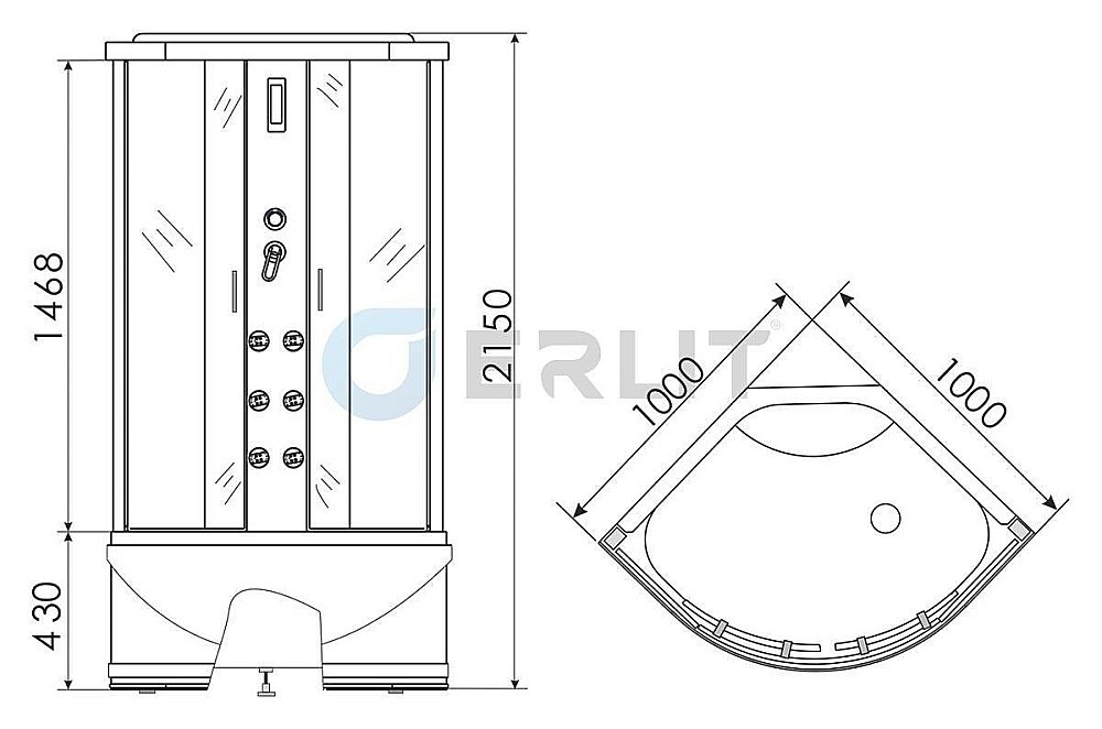Душевая кабина Erlit Eclipse ER 5710TP-C24 100x100 купить в интернет-магазине Sanbest