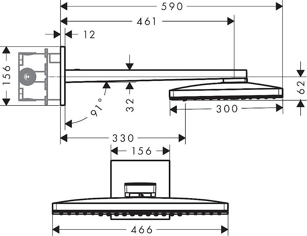 Верхний душ Hansgrohe Rainmaker Select 460 2jet Белый 24005400 купить в интернет-магазине сантехники Sanbest