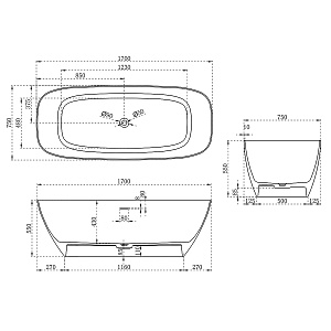 Ванна из искусственного камня Vincea VBT-6S02MW 170x75 белая матовая купить в интернет-магазине Sanbest